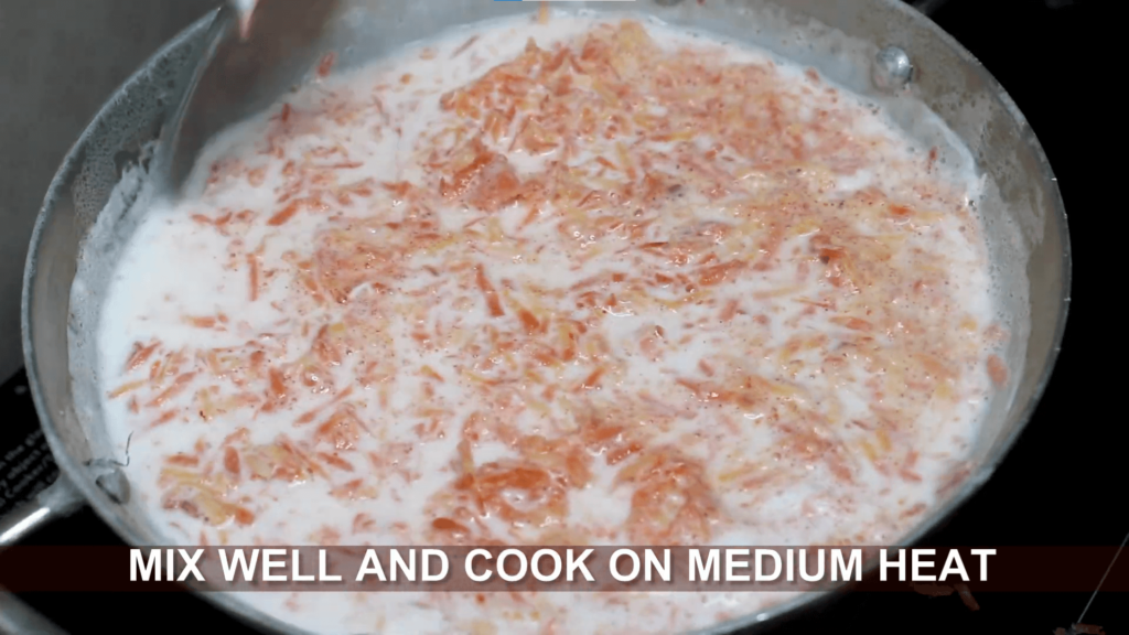 Gajar ka halwa - mix well and cook on medium heat