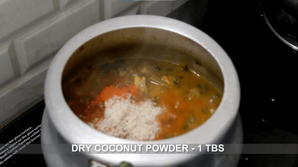 Mutton Curry Recipe - Add 1 table spoon of dry coconut powder