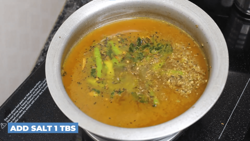Tomato Rasam Without Dal - Add 1 tablespoon of salt
